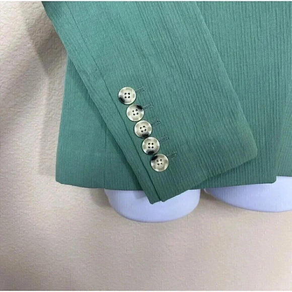 Veronica Beard Emsley Double Breasted Blazer Jacket Linen Blend Green Si… - Picture 4 of 13